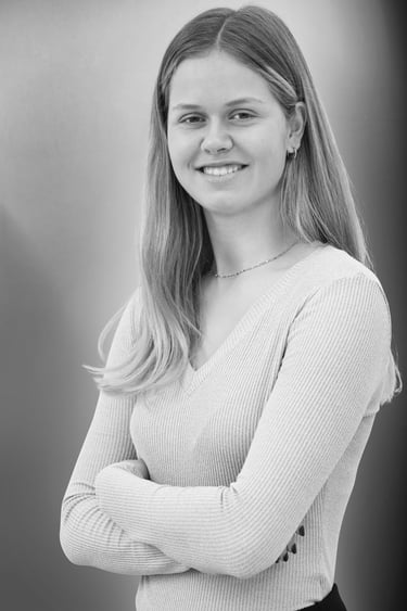 black and white headshot Ashleigh Clarke Intern 