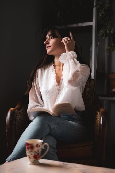 a woman in a coffee shop