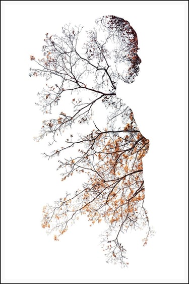 Illustration femme feuillage nature