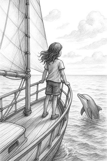 Segelkind Kalea mit ihrem Delfinfreund Fin