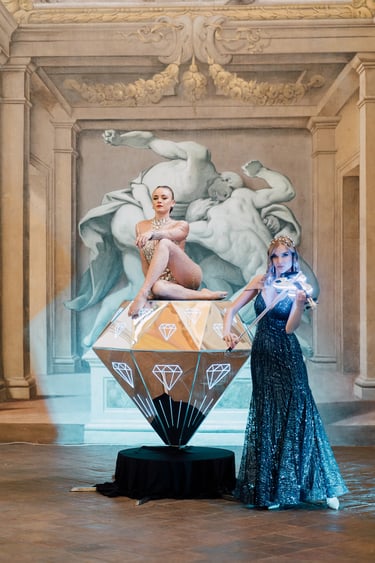intrattenimento con diamante acrobatico e violino
