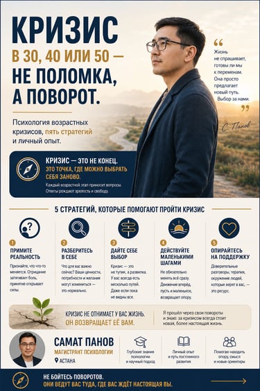возрастные кризисы 30 40 50 лет психология — Самат Панов Астана