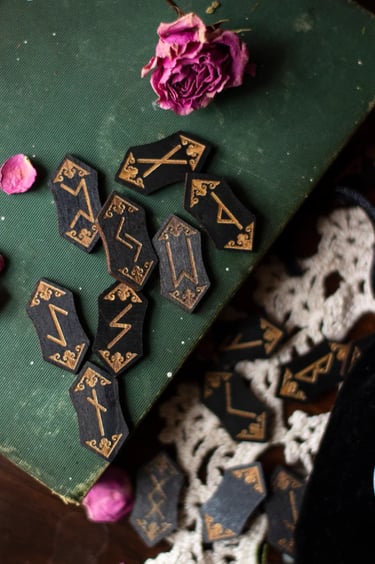 Hand Carved Wooden Runes Set