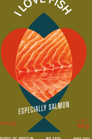 Salmon packaging design, khaki color