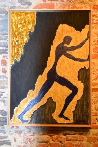  70cm x 100cm oil painting on cotton with plant based and mineral dyes