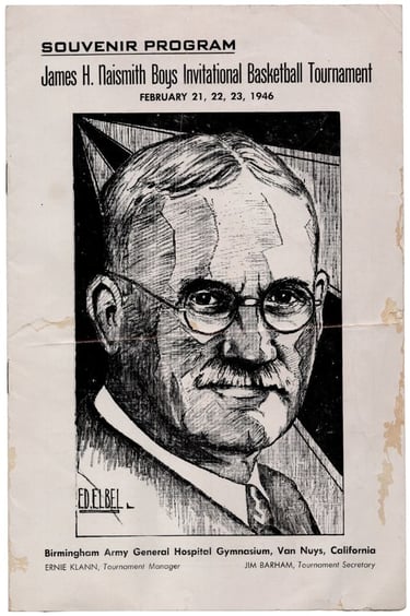 Artist Ed Elbel Portrait Drawing of James Naismith Original Program