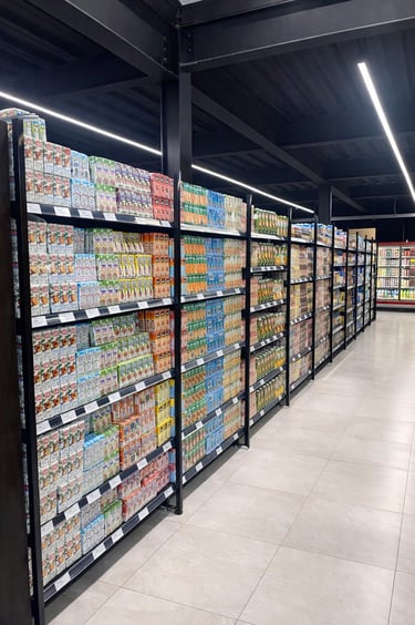 gondorack con pilar adelantado para supermercados en Chile