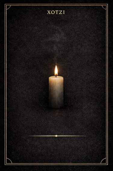 xotzi tarjeta ritual con vela blanca