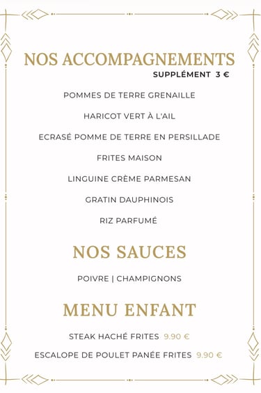 Carte et menu du restaurant La Parisienne à Nîmes : accompagnements