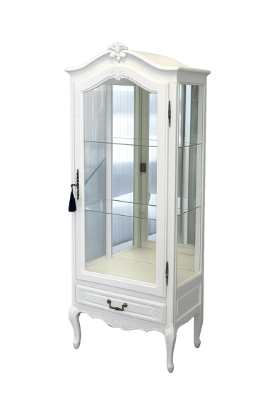 Luxury White Teakwood Display Cabinet – Classic Glass Showcase Furniture Saharanpur