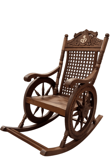 Hand-Carved Teakwood Rocking Chair – Classic Wooden Rocker Furniture Saharanpur