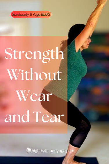 A woman performing a yoga chair pose for building strength and spiritual wellness.