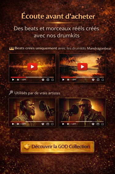 Extraits vidéo/audio de beats créés avec les drumkits Mandragonbeat par des producteurs et artistes.