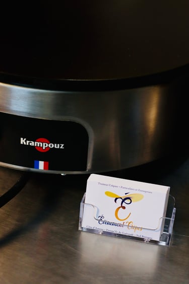 Carte de visite événement crêpes à côté de billig de la marque KRAMPOUZ