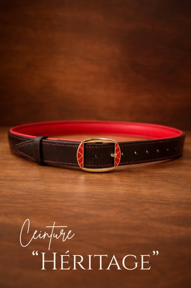 Ceinture en cuir de luxe héritage sellerie etter Genève Suisse fait main