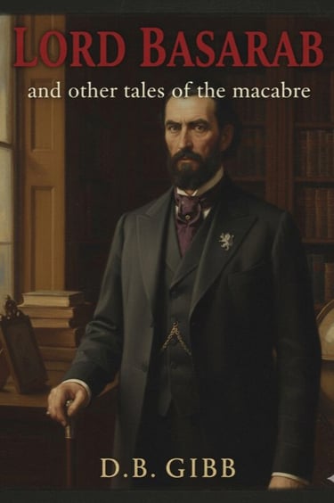 Book cover featuring a stern Victorian gentleman in formal attire standing in a dimly lit study.