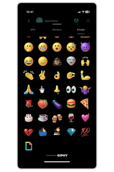 Phone mockup with Ohaio Chat emojis selection