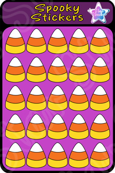 A Sticker Sheet of candy corn perfect for halloween