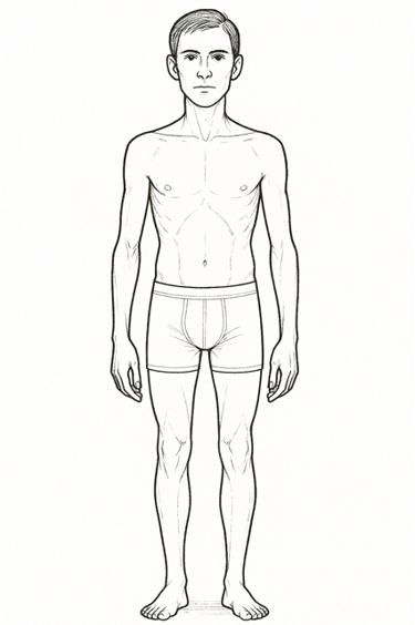 a skinny man in underwear briefs and underwear briefs
