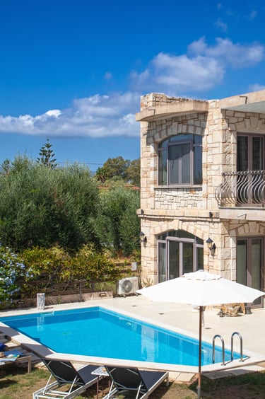 Zakynthos pool villa with patio and garden for families or groups