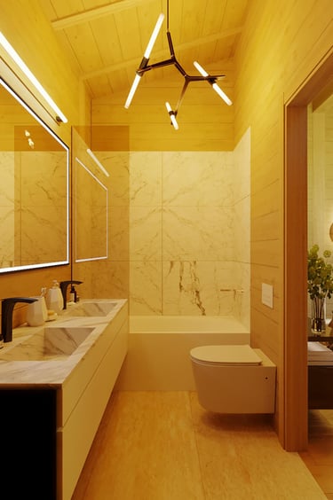 Modern bathroom with glass shower enclosure, shower glass replacement Auckland