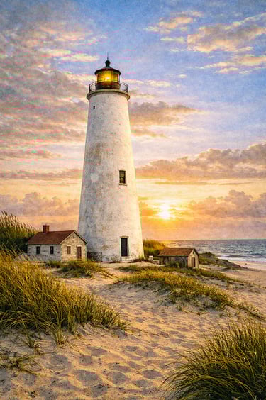 Ocracoke Lighthouse Sunset Image