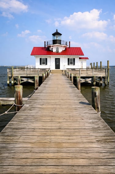 Roanoke Marshes Lighthouse at noon