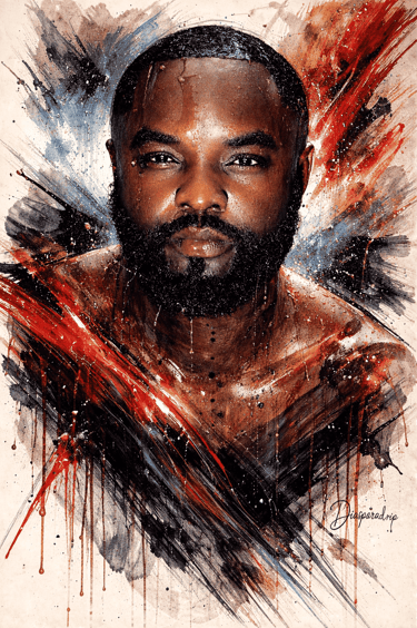 a painted portrait of a man with beards