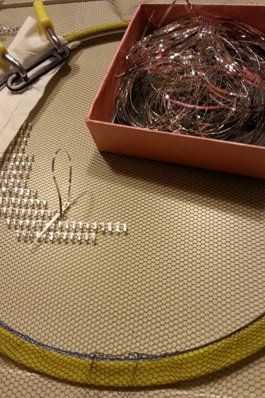 Tulle-bi telli embroidery in hoop