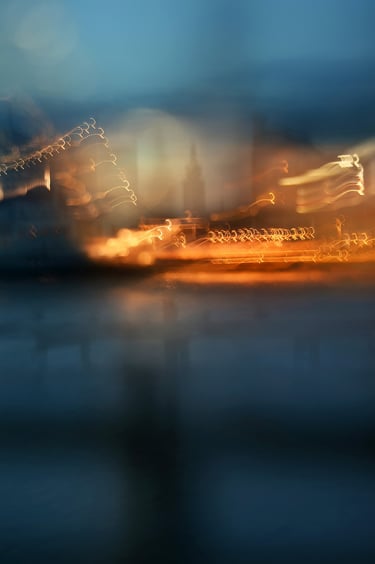 painterly photo of a city by the harbour