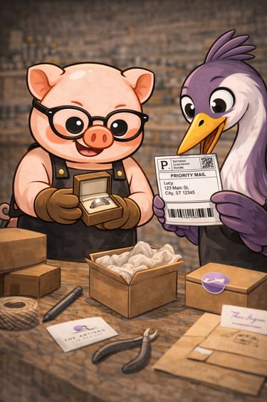 Milo and Lyra, whimsical silver characters from The Artisan Lab Designs keepsake collection