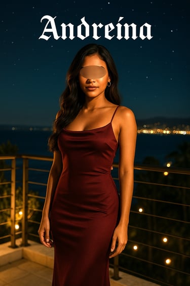 a woman in a red dress with a blindfold