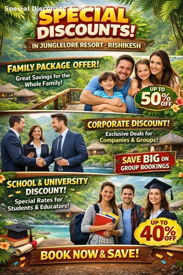 Special discount offers at Jungle Lore Resort for families groups and corporate bookings