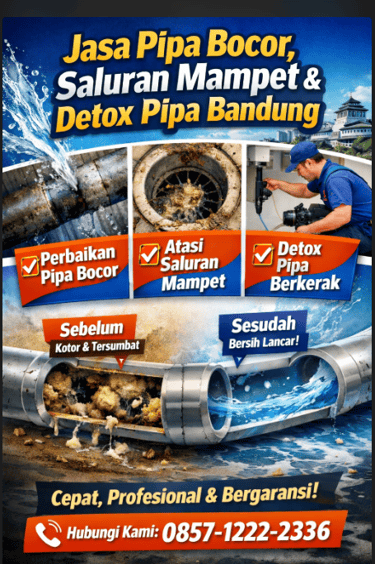 Jasa Pipa Bocor, Saluran Mampet, Detox pipa Bandung