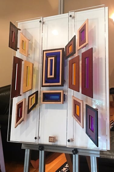 TIMES SQUARE easel pic-art on clear plexi-white back-richWOODart.com-31"x36" 32 lbs.