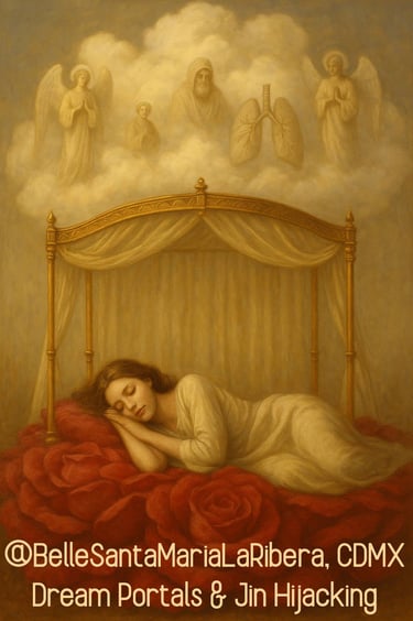 Dreaming in a golden canopy bed ymbolizing dream journeys, spiritual riddles, and divine messages