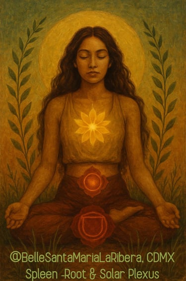 spleen earth element stability, nourishment, balance of the Solar Plexus Root Chakras alignment