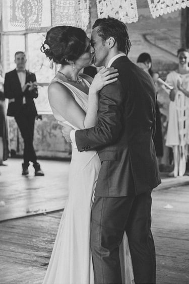 First kiss as husband and wife.