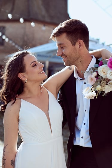 Bride and groom in love.