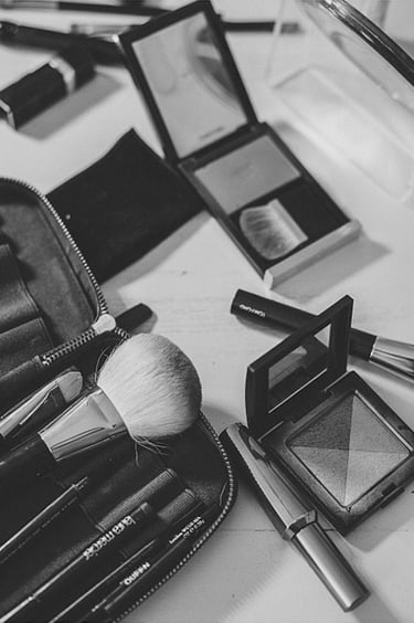 Make-up accessories on a table.