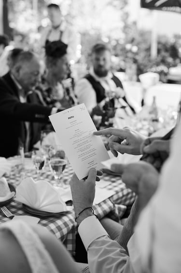 Hand pointing to a menu.