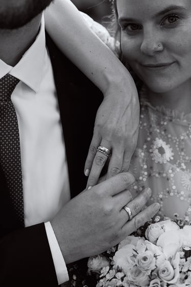 Close-up wedding rings.