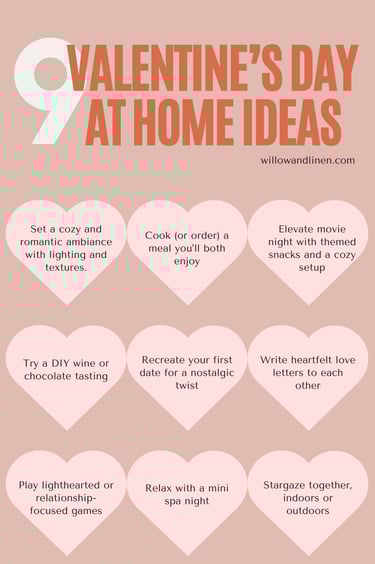 a valentine's day at home with a list of valentine's day activities