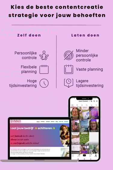 Infografic verschil zelf content maken of uitbesteden van Synna