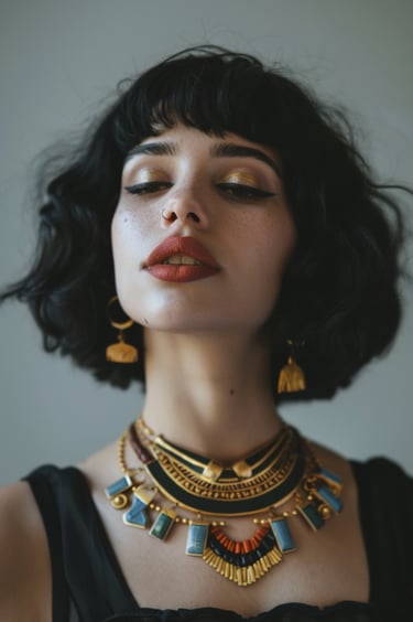 Choker Necklaces Idea. Egyptian Revival Gold Tone Necklace