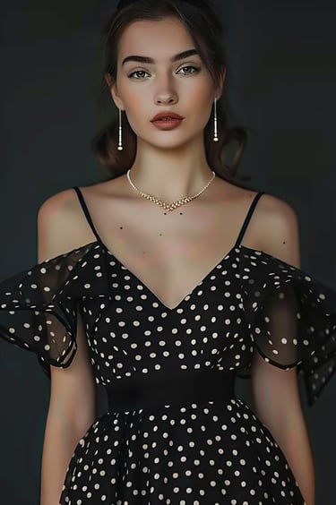 Prom Look Idea #2 Polka Dot Evening Dress. Playful Whimsical Outfit
