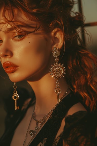 Steampunk Style Earrings and Necklaces