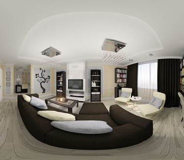 a 360 - view of a living room with a couch and a table