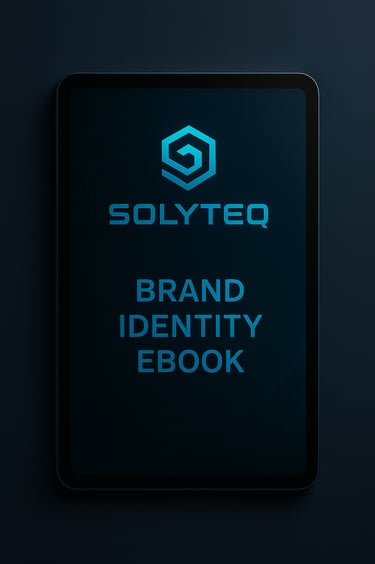 a tablet with a logo on it and a tablet with the word, brand identity
