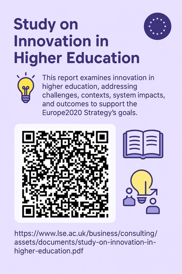 This report examines innovation in HE. This is a front page image to the report summaries below.